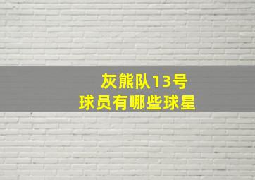 灰熊队13号球员有哪些球星