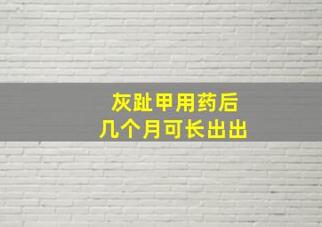 灰趾甲用药后几个月可长出出