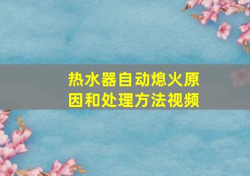 热水器自动熄火原因和处理方法视频