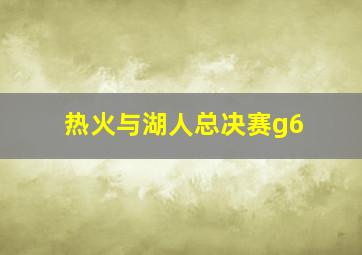 热火与湖人总决赛g6