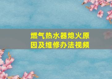 燃气热水器熄火原因及维修办法视频