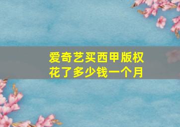 爱奇艺买西甲版权花了多少钱一个月