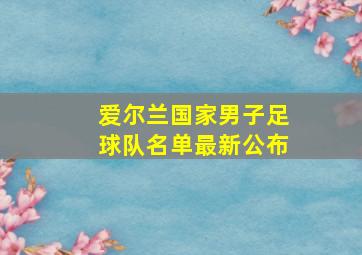 爱尔兰国家男子足球队名单最新公布