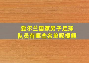 爱尔兰国家男子足球队员有哪些名单呢视频