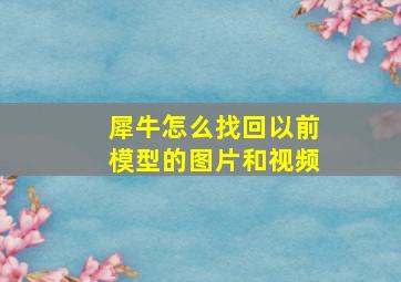 犀牛怎么找回以前模型的图片和视频