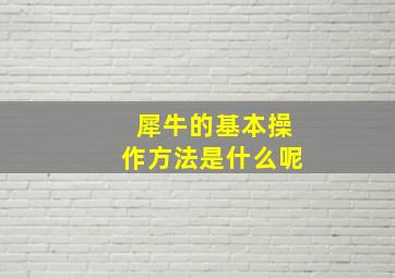 犀牛的基本操作方法是什么呢