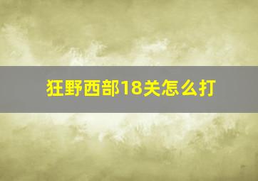 狂野西部18关怎么打