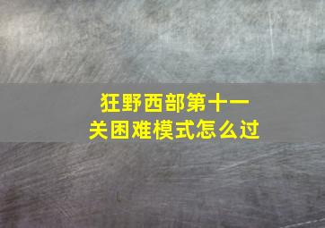 狂野西部第十一关困难模式怎么过