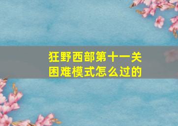 狂野西部第十一关困难模式怎么过的