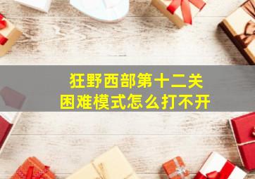 狂野西部第十二关困难模式怎么打不开