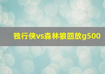 独行侠vs森林狼回放g500