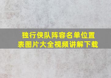 独行侠队阵容名单位置表图片大全视频讲解下载