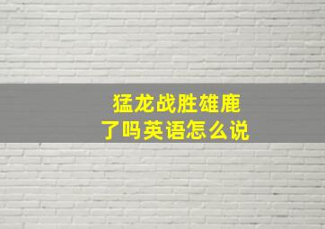 猛龙战胜雄鹿了吗英语怎么说