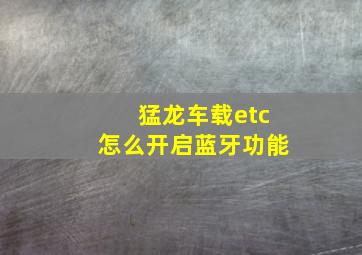 猛龙车载etc怎么开启蓝牙功能