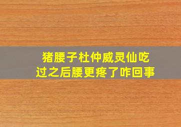 猪腰子杜仲威灵仙吃过之后腰更疼了咋回事