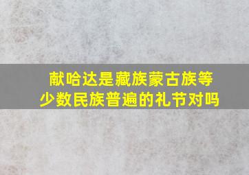 献哈达是藏族蒙古族等少数民族普遍的礼节对吗