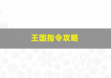 王国指令攻略