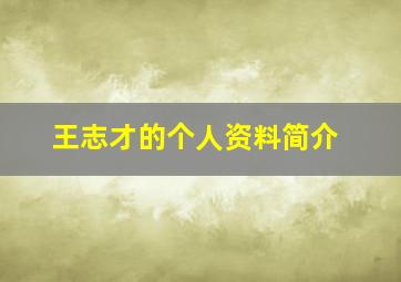 王志才的个人资料简介