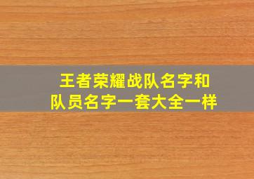 王者荣耀战队名字和队员名字一套大全一样