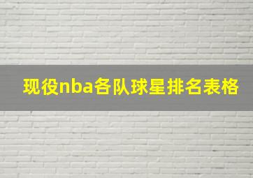 现役nba各队球星排名表格