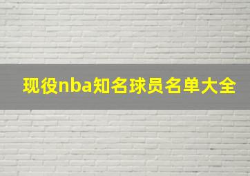 现役nba知名球员名单大全