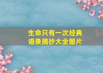 生命只有一次经典语录摘抄大全图片