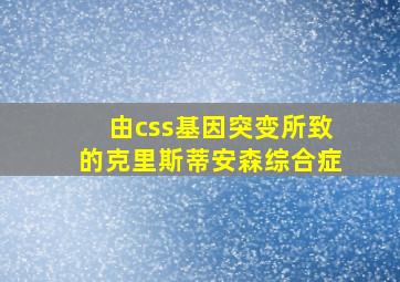 由css基因突变所致的克里斯蒂安森综合症