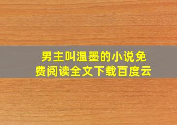 男主叫温墨的小说免费阅读全文下载百度云