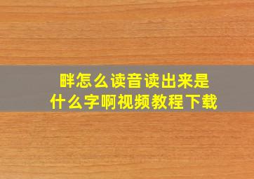 畔怎么读音读出来是什么字啊视频教程下载