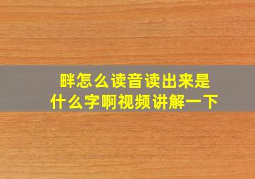 畔怎么读音读出来是什么字啊视频讲解一下