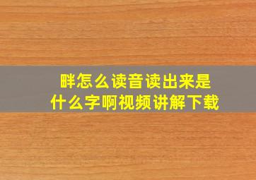 畔怎么读音读出来是什么字啊视频讲解下载