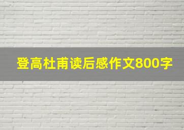 登高杜甫读后感作文800字