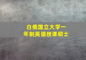 白俄国立大学一年制英语授课硕士