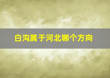 白沟属于河北哪个方向