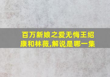 百万新娘之爱无悔王绍康和林薇,解说是哪一集