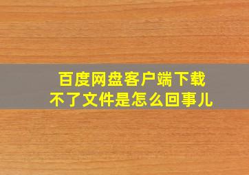 百度网盘客户端下载不了文件是怎么回事儿