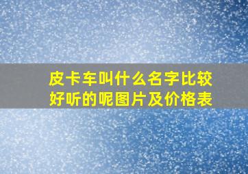 皮卡车叫什么名字比较好听的呢图片及价格表