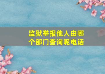 监狱举报他人由哪个部门查询呢电话