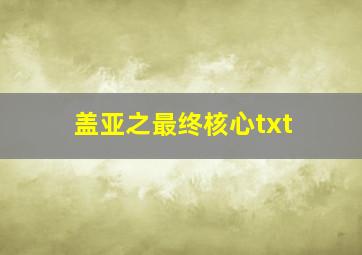 盖亚之最终核心txt