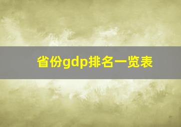 省份gdp排名一览表