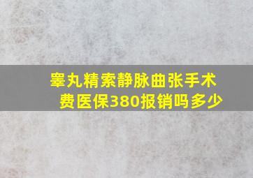 睾丸精索静脉曲张手术费医保380报销吗多少