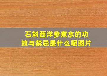 石斛西洋参煮水的功效与禁忌是什么呢图片