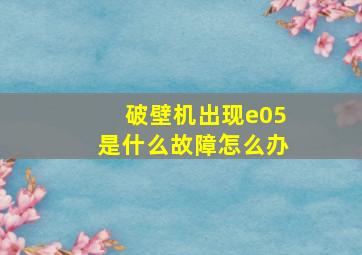 破壁机出现e05是什么故障怎么办