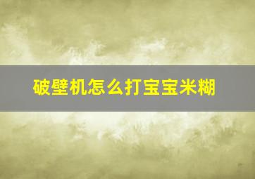 破壁机怎么打宝宝米糊