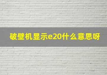 破壁机显示e20什么意思呀