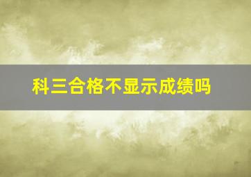 科三合格不显示成绩吗