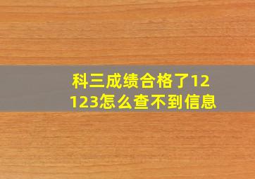 科三成绩合格了12123怎么查不到信息