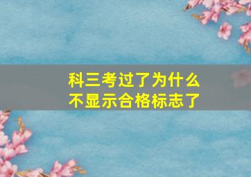 科三考过了为什么不显示合格标志了