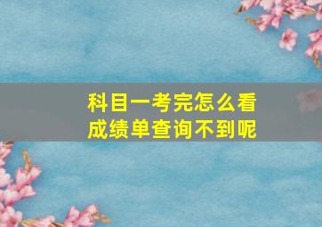 科目一考完怎么看成绩单查询不到呢