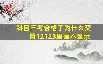 科目三考合格了为什么交管12123里面不显示